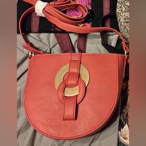 Stylish Coral Crossbody Bag with Gold Accent NEW with tag
